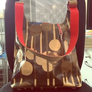 Orla Kiely etc. brown tree print midi sling bag